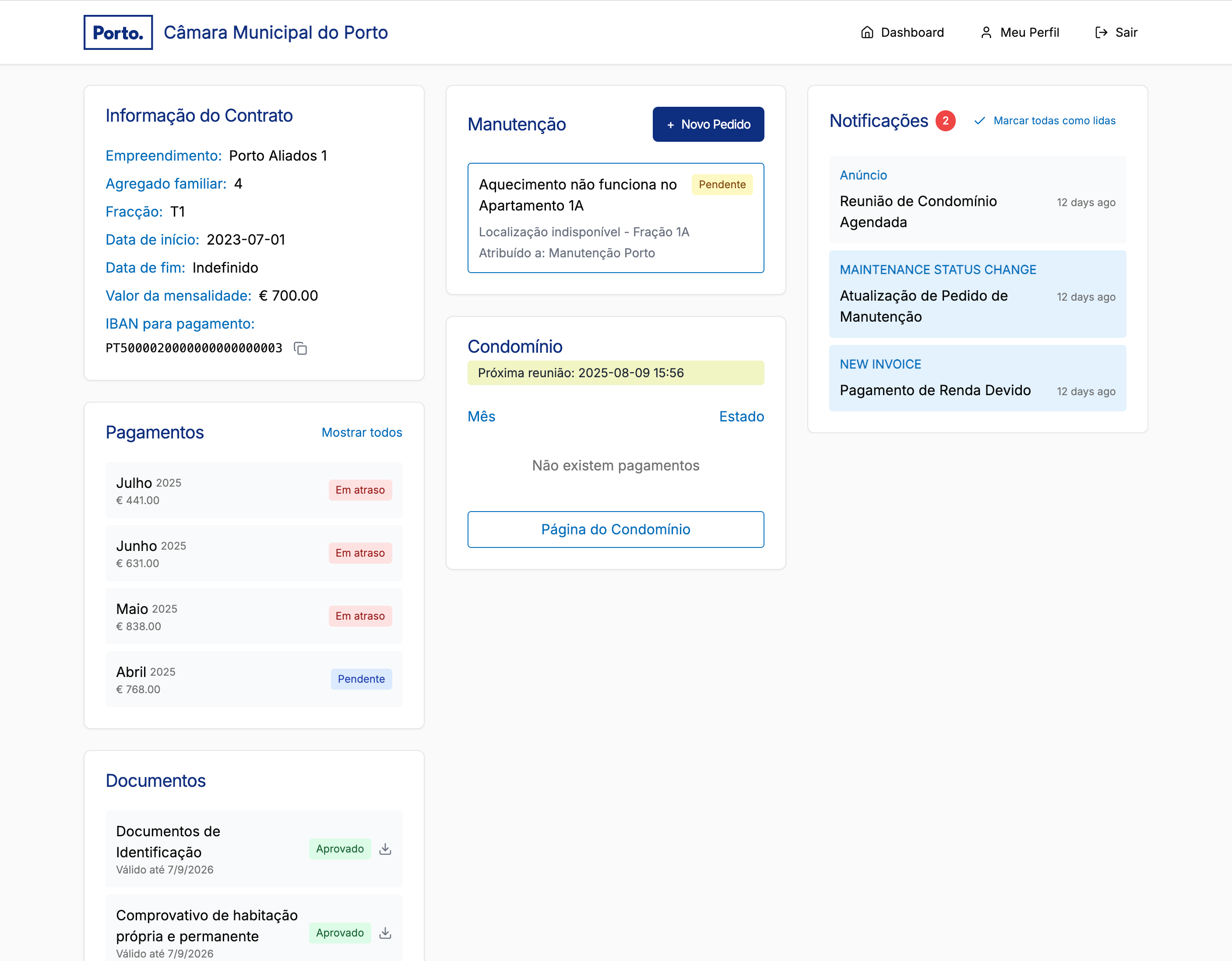 Portal do inquilino L4R - Informação sobre imóvel e contrato